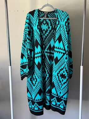 Wrangler Retro Teal and Black Knit Cardigan